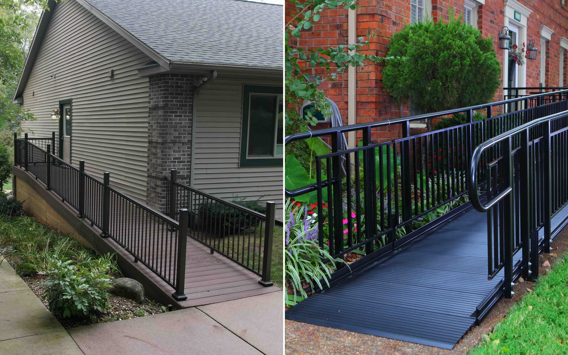 A picture of a house and a picture of a ramp.
