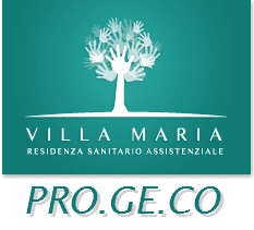 Logo per Villa Maria: albero formato da mani, sfondo verde acqua, testo "Villa Maria".