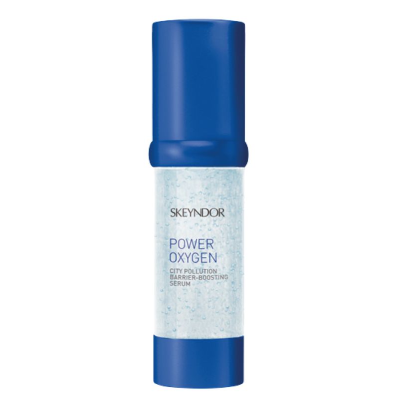 Una botella azul de oxígeno energético de skeyndor.