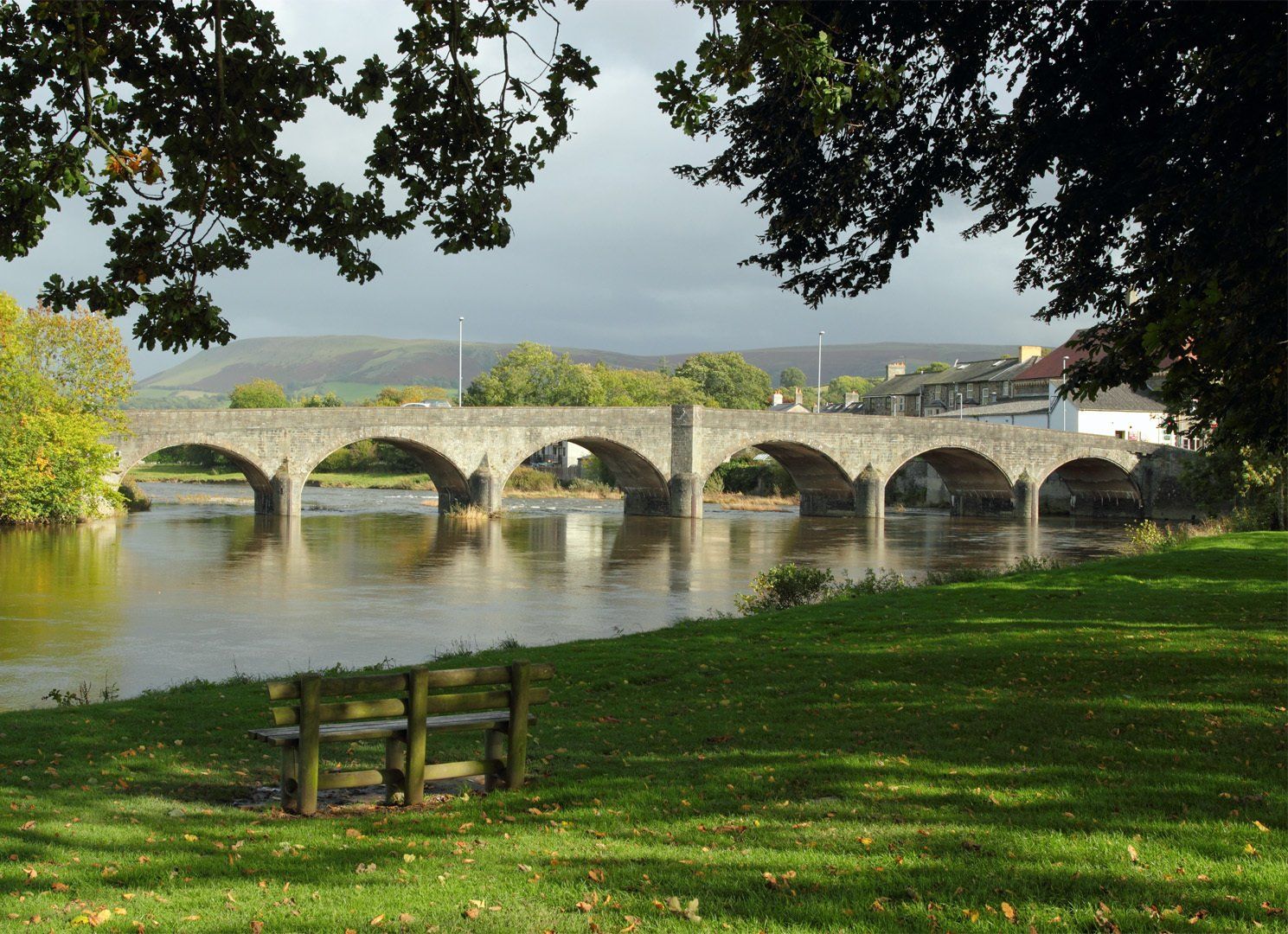 Bridge over the river Wye in Builth Wells, Wales UK.