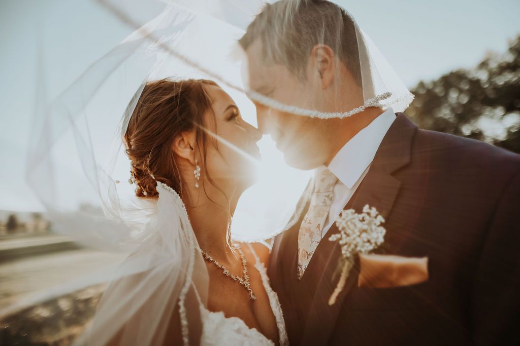 Bride and groom at wedding at Casper Country Club