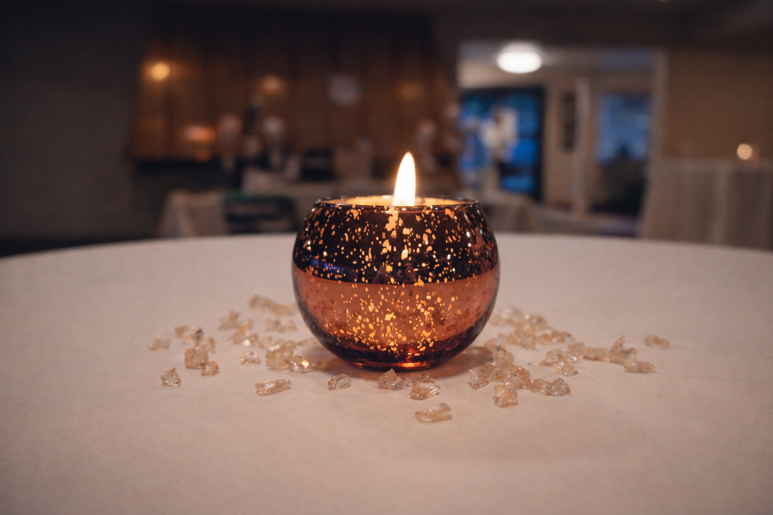 Elegant candle setting for celebration of life at Casper Country Club