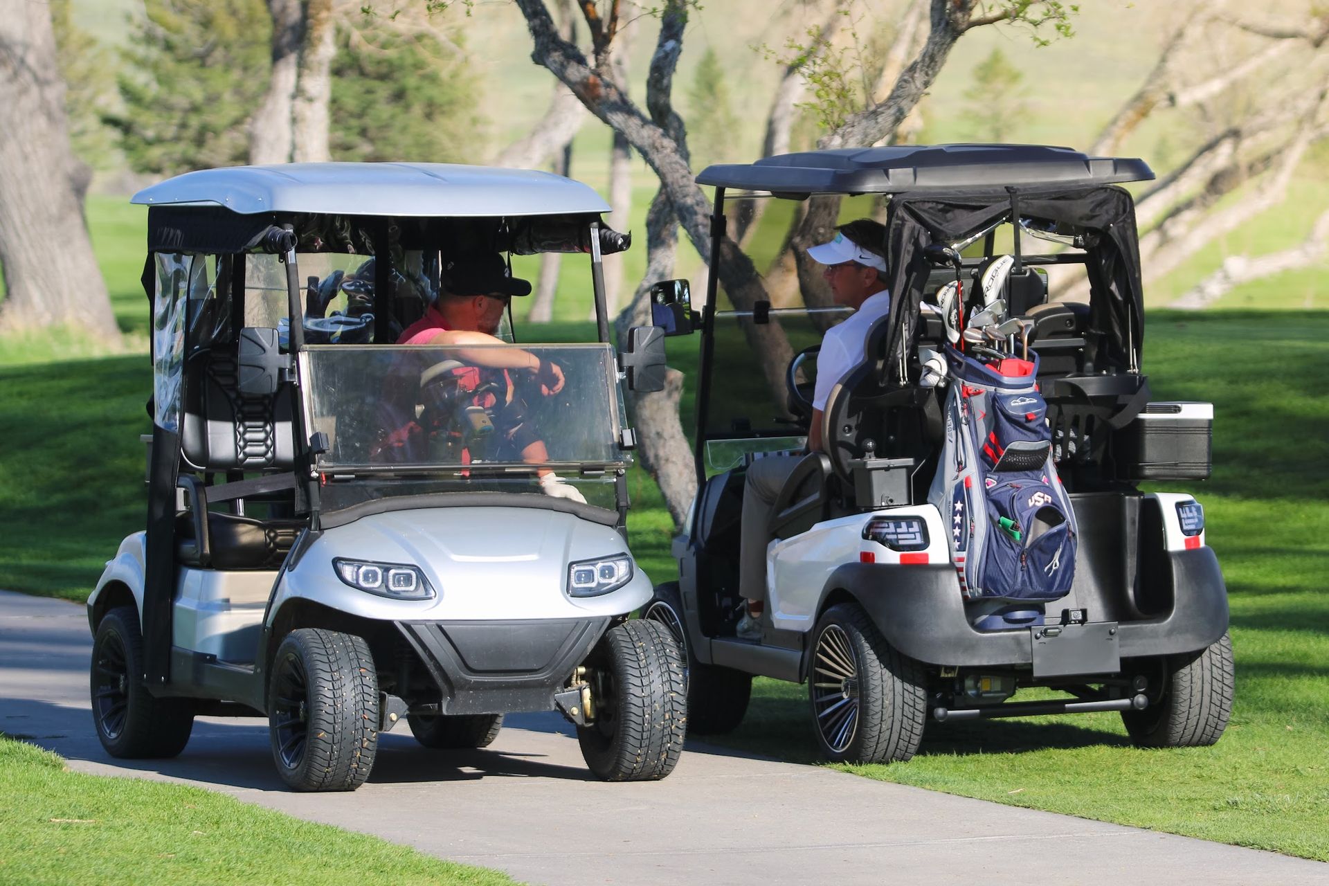 Private golf carts on course at Casper Country Club