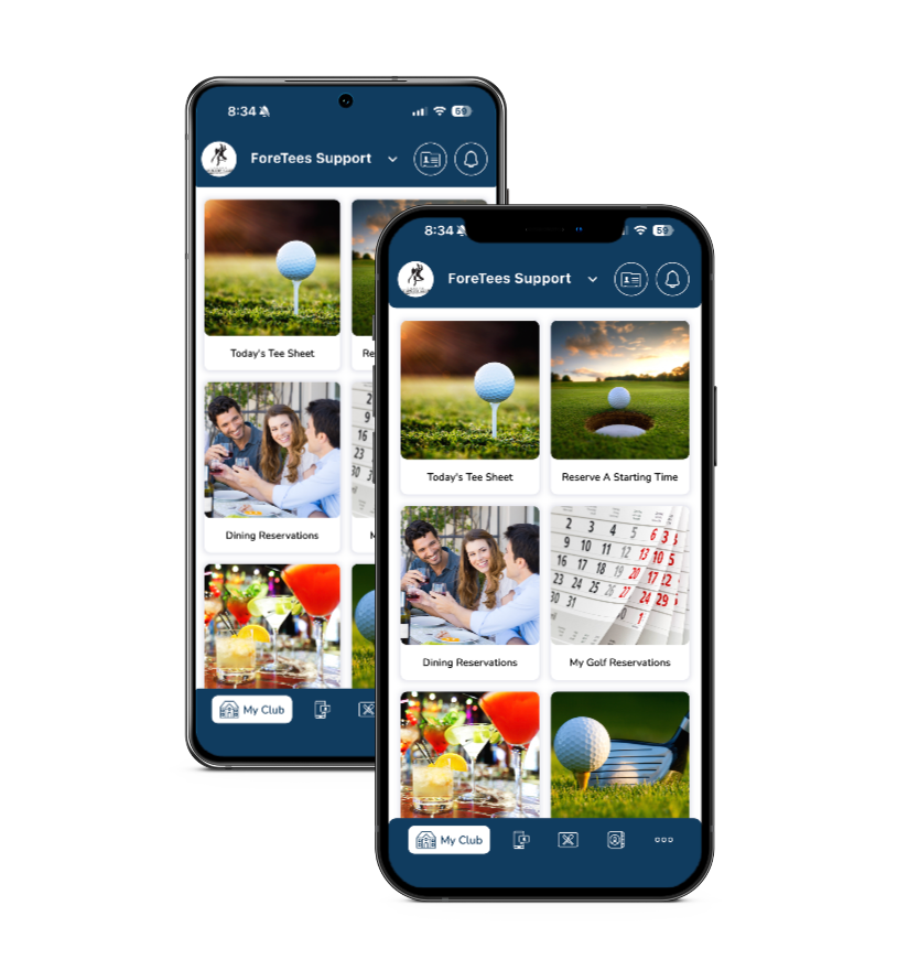 ForeTees app on mobile device for Casper Country Club members