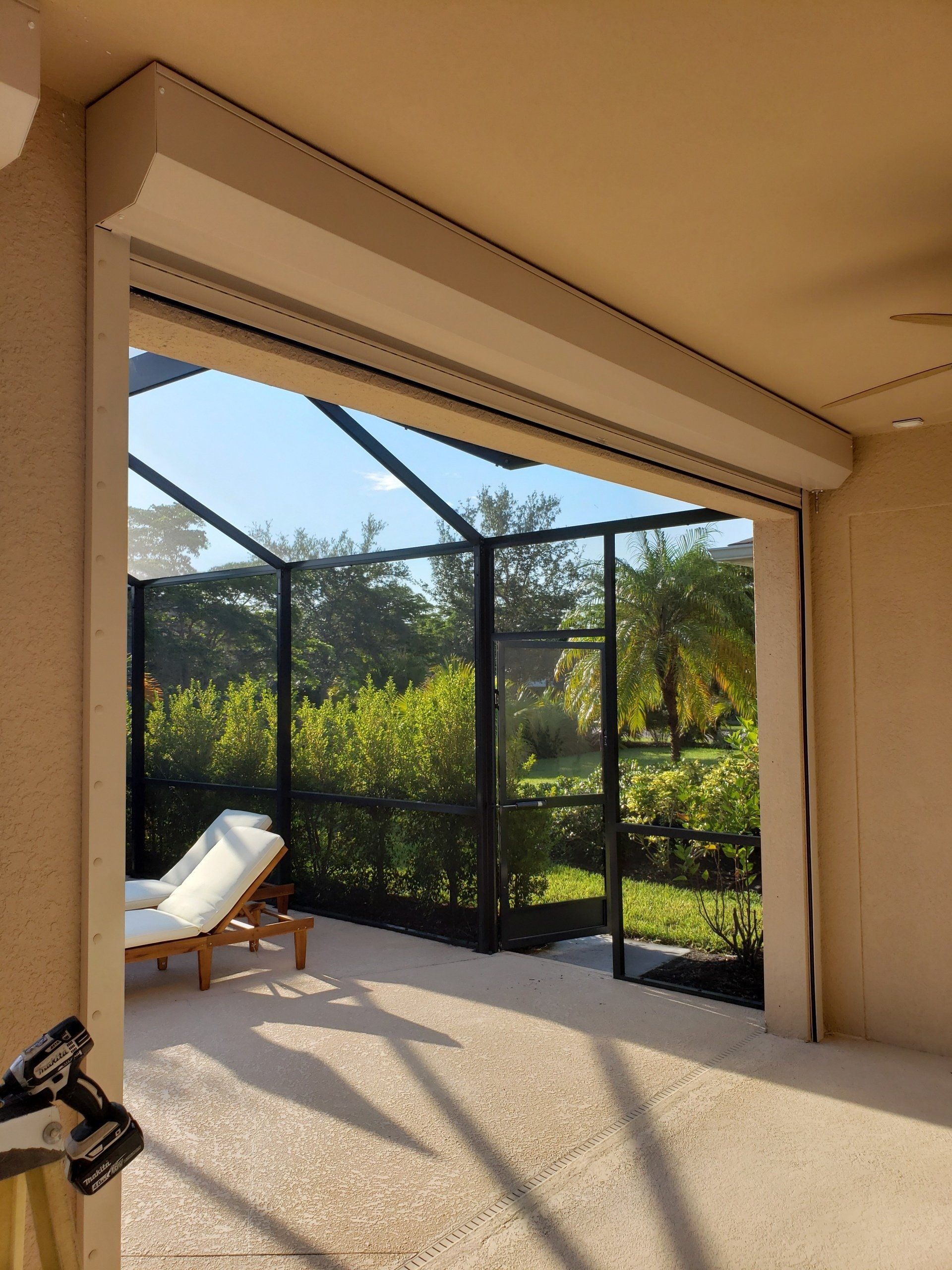 Rolled Up Shutter Giving Access To Lanai — Reliable Shutter Co., Inc. — Venice, Florida