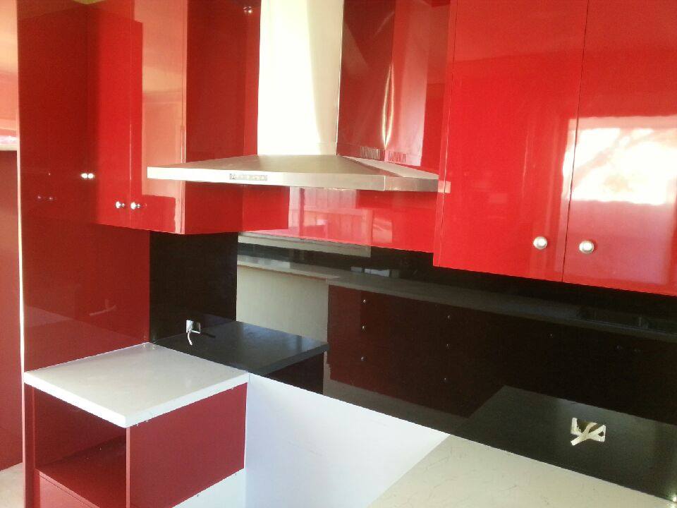 red cabinets
