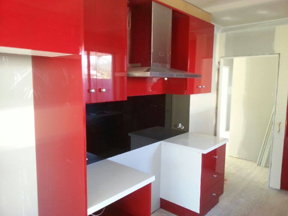 red cabinets