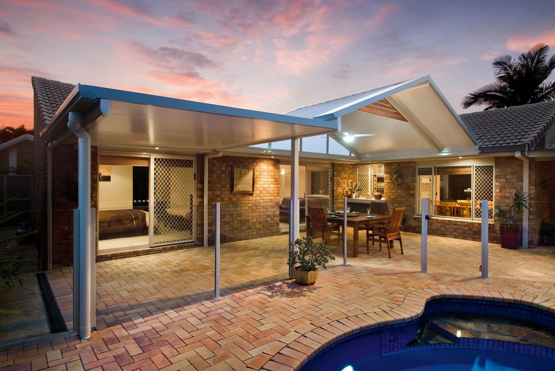 Modern Living Room With White Blinds — Patio Builders In Toowoomba, QLD