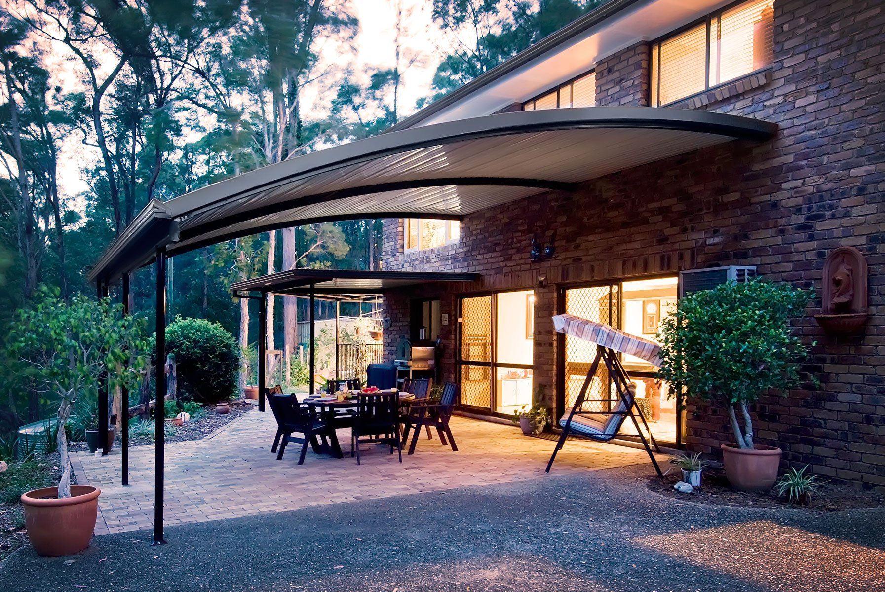 Curved Patio Under A Wooden Gazebo — Patio Builders In Toowoomba, QLD