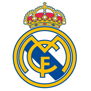Real Madrid club crest: gold crown atop blue and gold circular emblem with