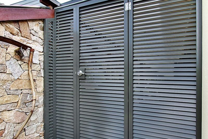 An Aluminum Door With Privacy Screen — Dimension One Glass Fencing in Tuggerah, NSW