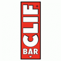 A red and white logo for cliff bar on a white background.