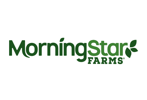 The logo for morningstar farms is green and white on a white background.