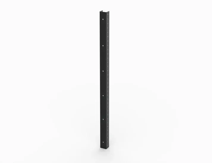 A black pole with holes in it on a white background.