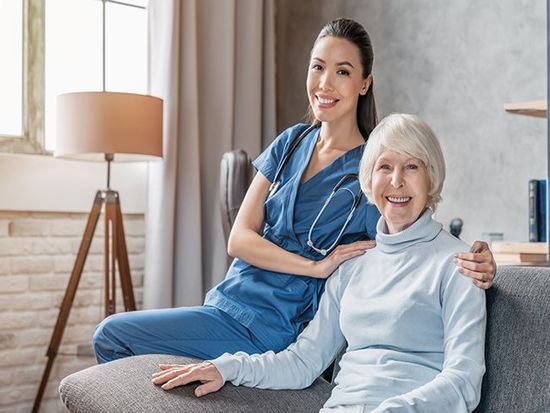 Elderly Woman with Her Nurse — West Palm Beach, FL — A to Z Senior Care, LLC