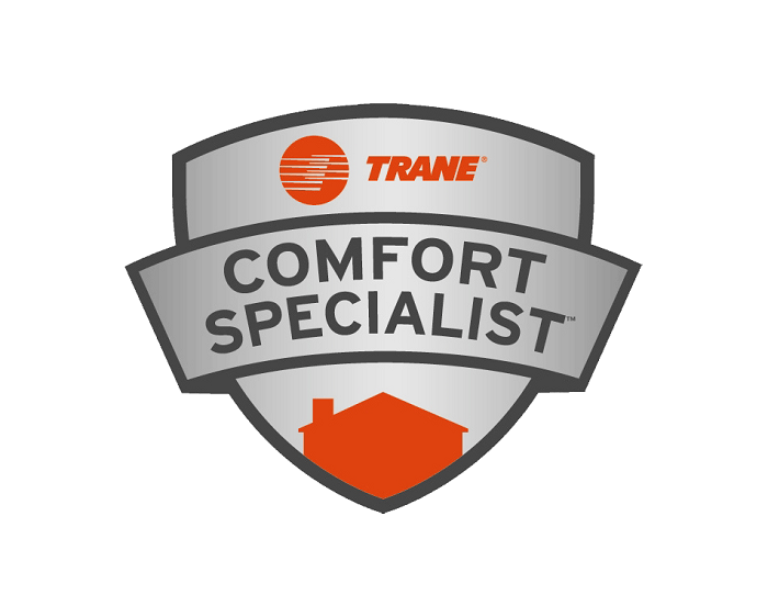 A trane comfort specialist logo on a white background