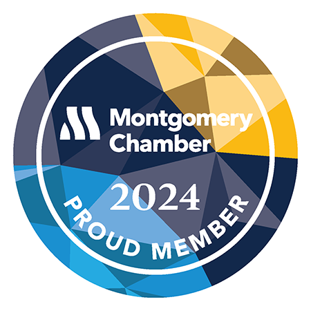 a badge that says montgomery chamber proud member 2024
