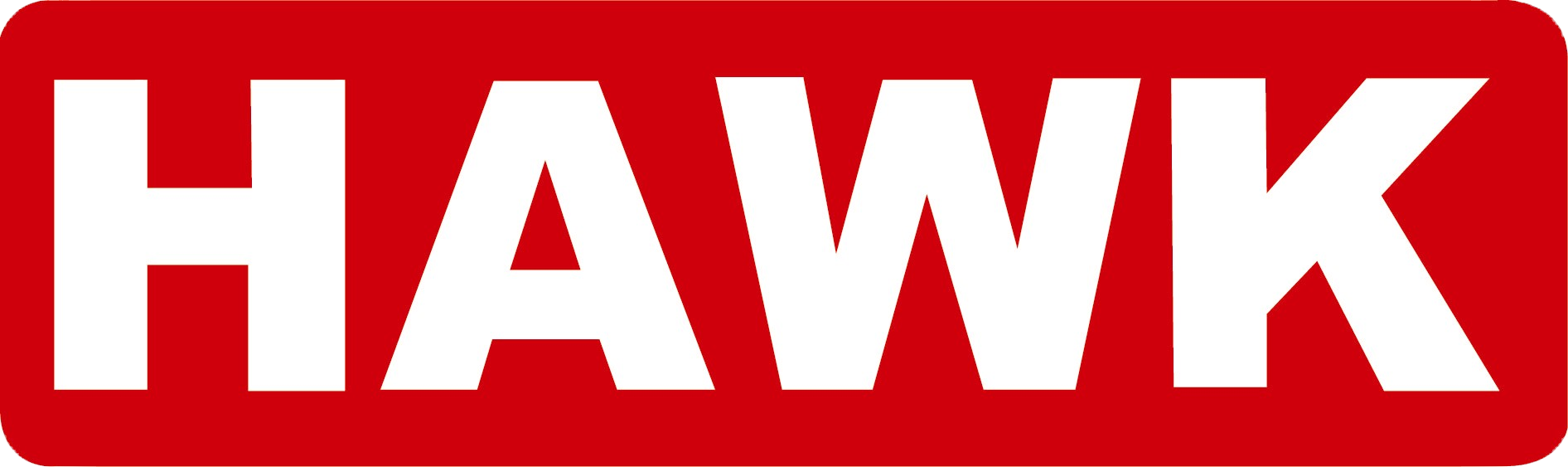 A red sign that says hawk in white letters