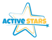 A blue and yellow logo for active stars