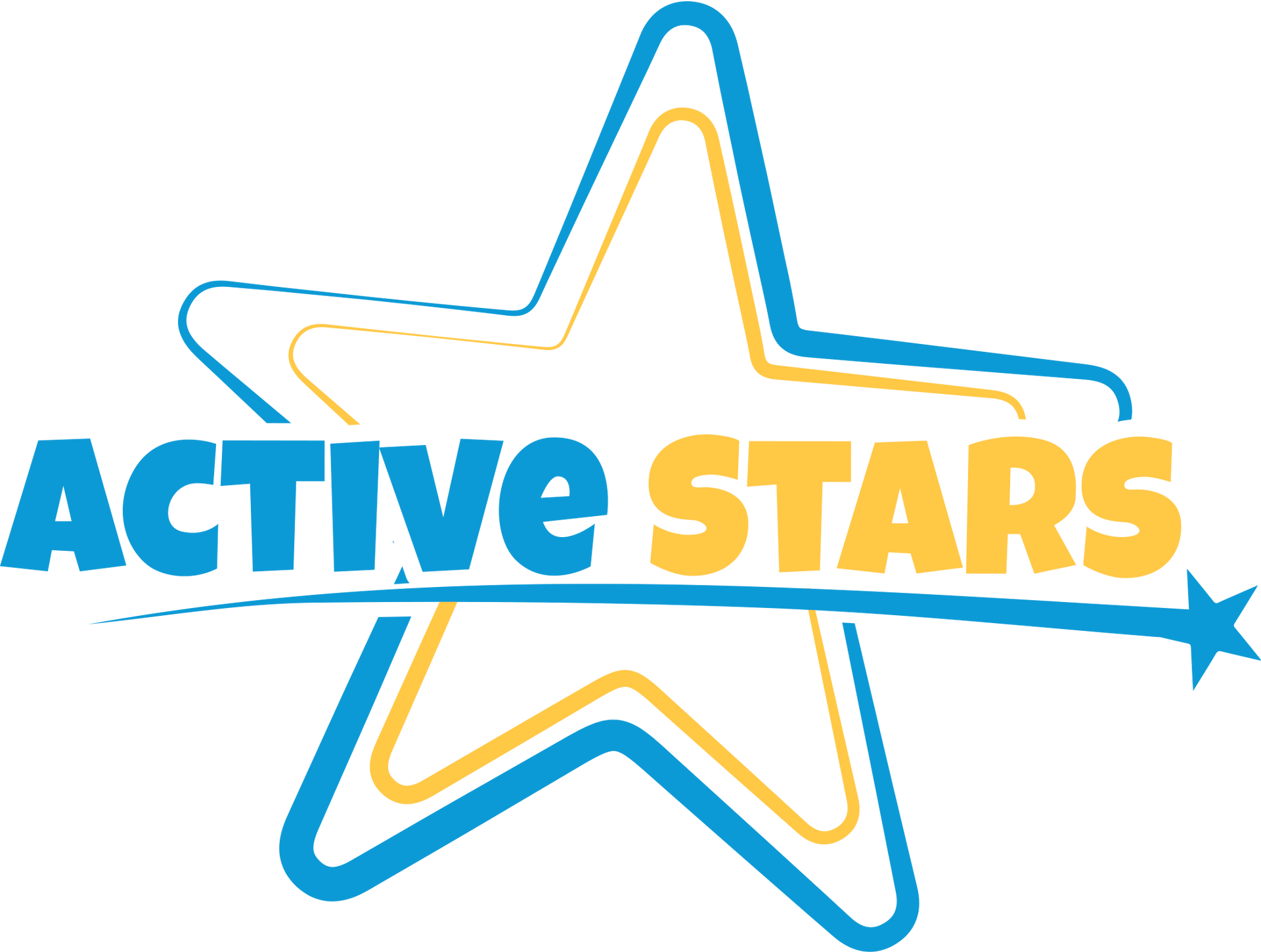 A blue and yellow logo for active stars