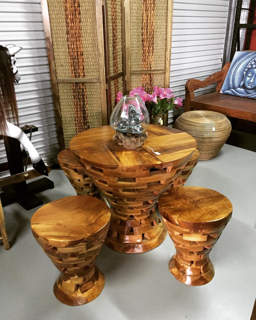 Wooden table and chair