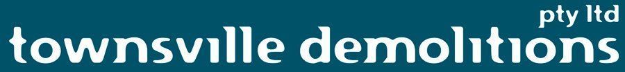 Townsville Demolitions logo in white on a blue banner, with “pty ltd” in small text at top right