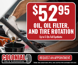 $52.95 OIL, OIL FILTER AND TIRE ROTATION | Colonial Tire & Automotive