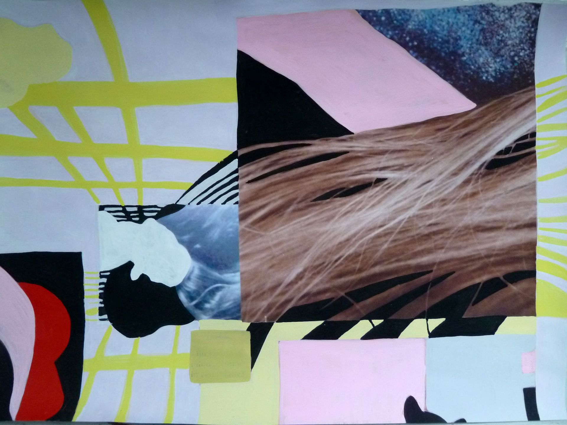 Andrea Friedli, schilderij, malerei, kunst, illustratie, illustration, art,  schilderij van het haar van een vrouw hangt aan de muur, Andrea Friedli