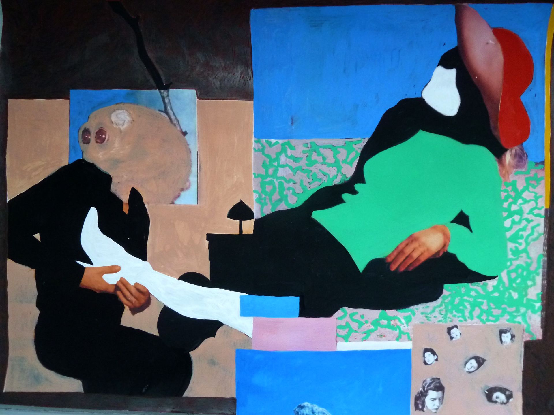 Andrea Friedli, schilderij, malerei, kunst, illustratie, illustration, art,  schilderij van een man en een vrouw en een laars, Andrea Friedli