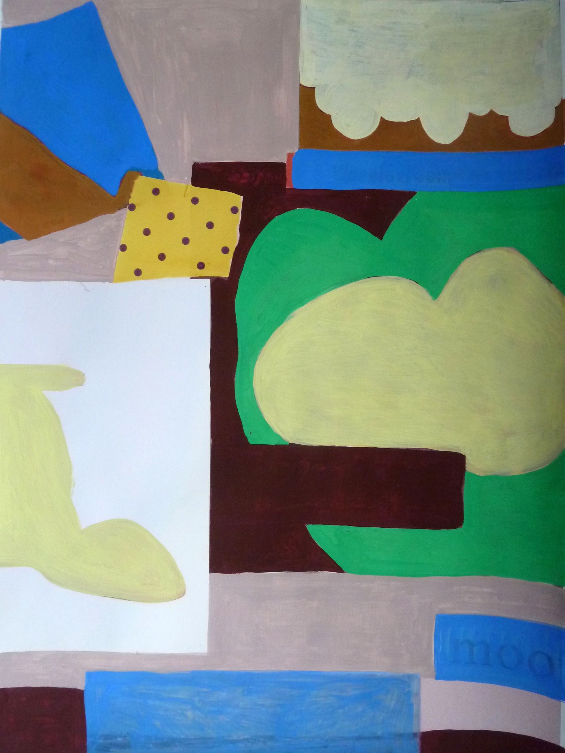 Andrea Friedli, schilderij, malerei, kunst, illustratie, illustration, art,  kleurrijk schilderij met een gele wolk en een gele schoen, Andrea Friedli