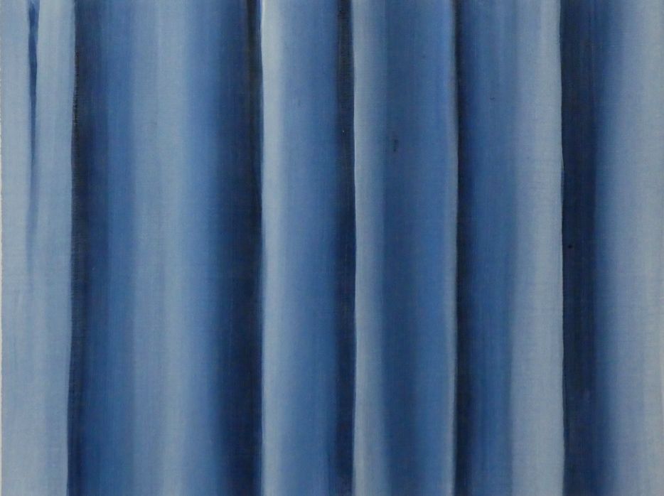 Andrea Friedli, schilderij, malerei, kunst, illustratie, illustration, art, olieverfschilderij van een blauw gordijn, Andrea Friedli