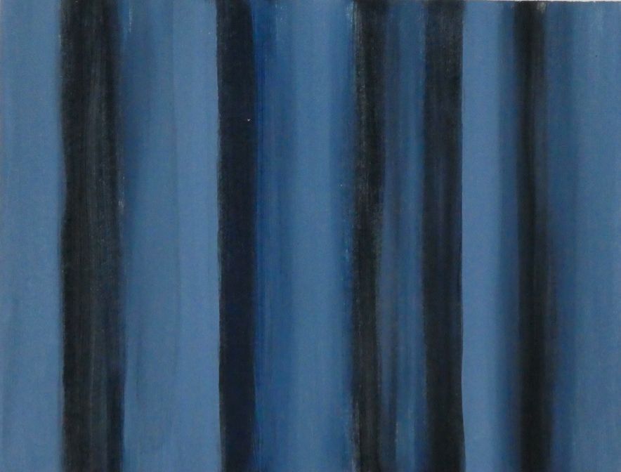 Andrea Friedli, schilderij, malerei, kunst, illustratie, illustration, art, Olieverfschilderij van blauw gordijn, Andrea Friedli