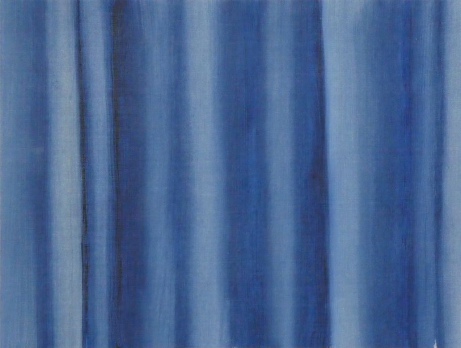 Andrea Friedli, schilderij, malerei, kunst, illustratie, illustration, art, olieverfschilderij van een blauw gordijn, Andrea Friedli