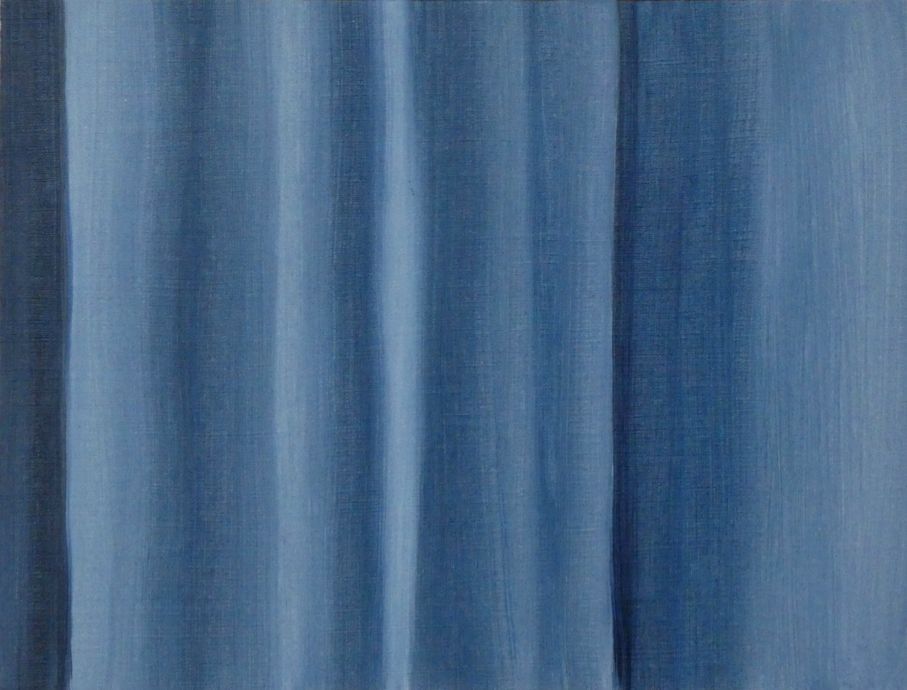 Andrea Friedli, schilderij, malerei, kunst, illustratie, illustration, art, olieverfschilderij van een blauw gordijn, Andrea Friedli