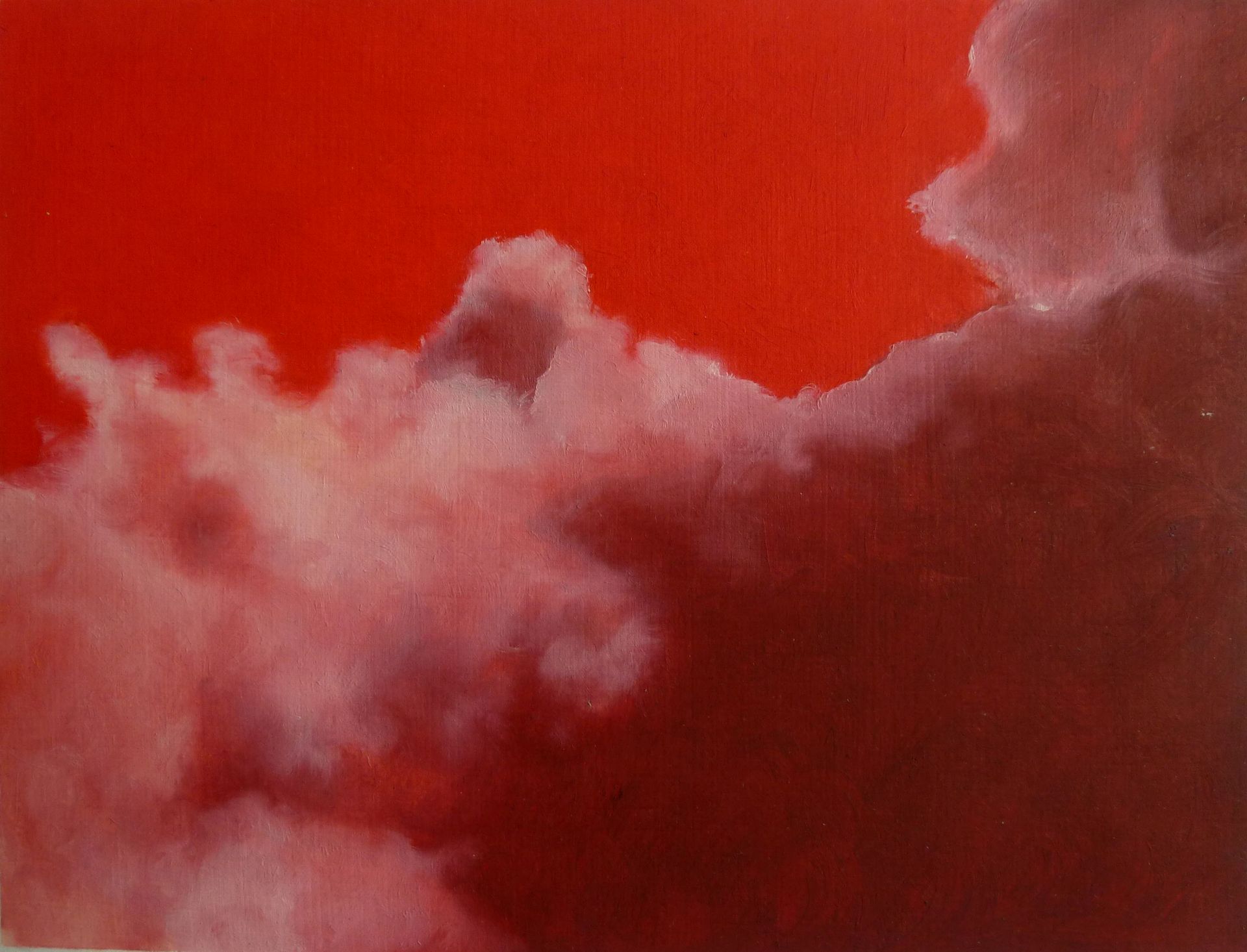 Andrea Friedli, schilderij, malerei, kunst, illustratie, illustration, art, Olieverfschilderij van rode wolken, Andrea Friedli