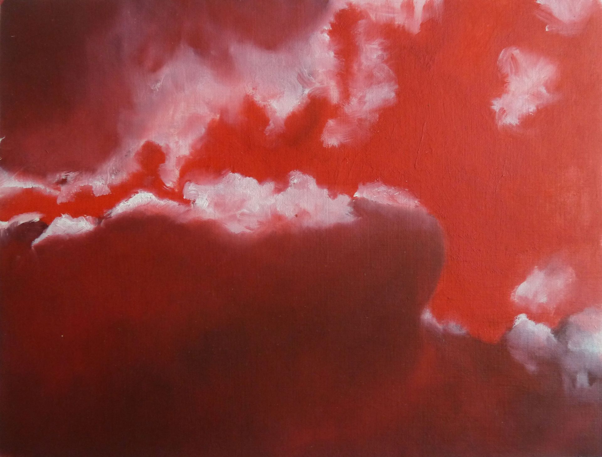 Andrea Friedli, schilderij, malerei, kunst, illustratie, illustration, art,  schilderij van een rode lucht met witte wolken, Andrea Friedli