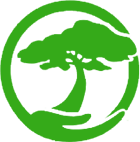 A hand is holding a tree in a green circle.