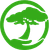 A hand is holding a tree in a green circle.