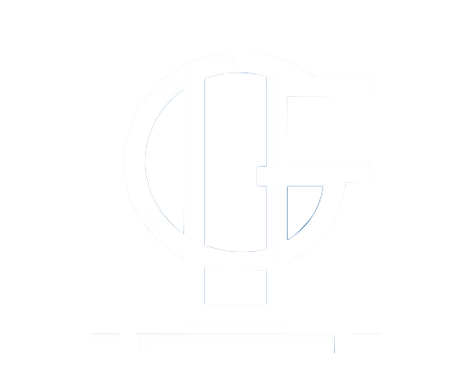 White logo featuring the letters 