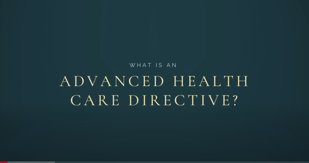 A blue background with the words advanced health care directive on it