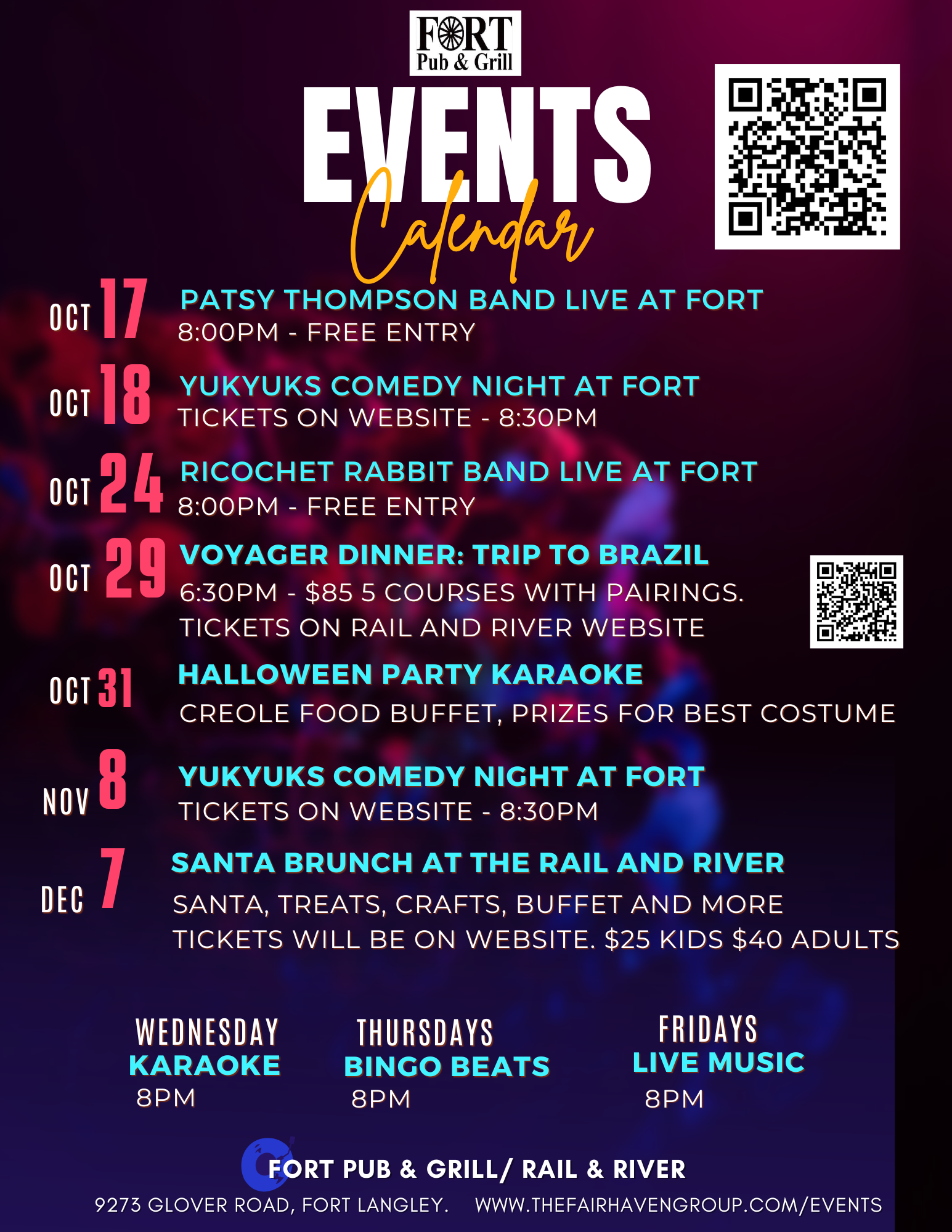 Fort pub & grill presents bingo beats thursday nights 8 pm-10pm with almost famous entertainment