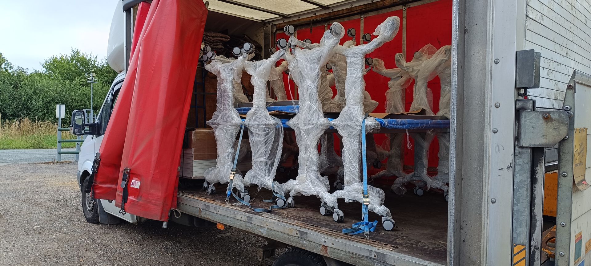 Office tables, special delivery for school.