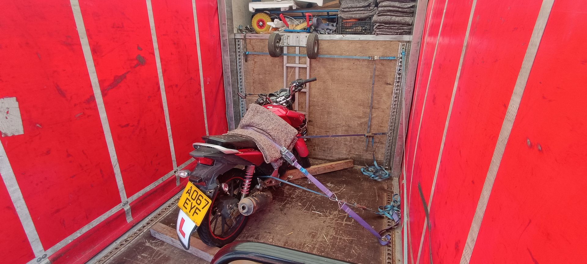 Motorcycle transported back to home.