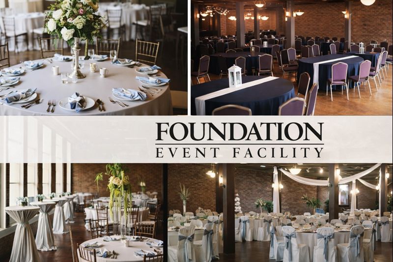 Foundation Event Facility showcasing event space with decorated tables.