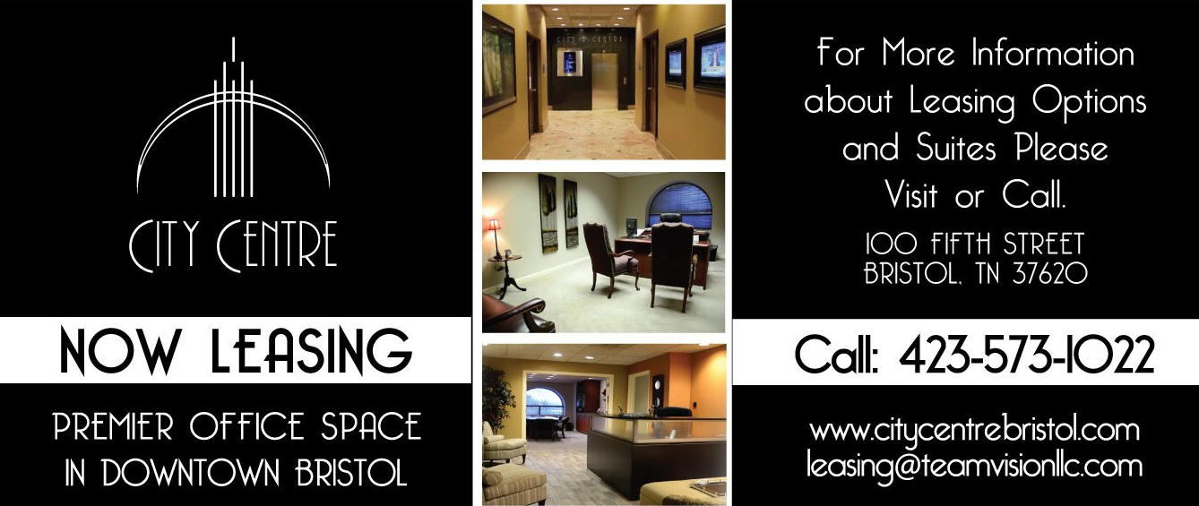 City Centre Promotional Image showing some suites for lease and showing Vision, LLC.'s contact info