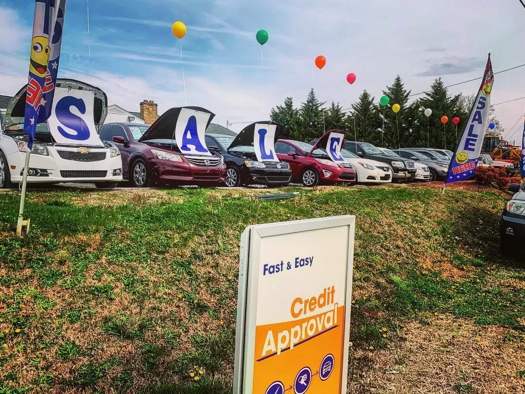 Cars for sale at a dealership with