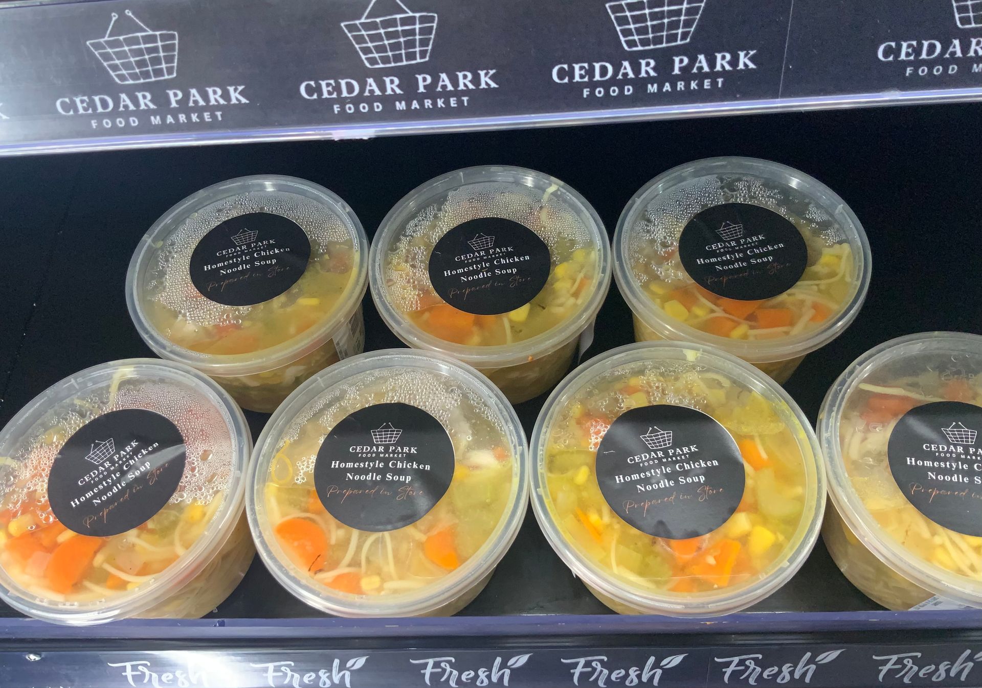 Plastic Containers of Chicken Noodle Soup — Cedar Park Supermarket In Taranganba, QLD