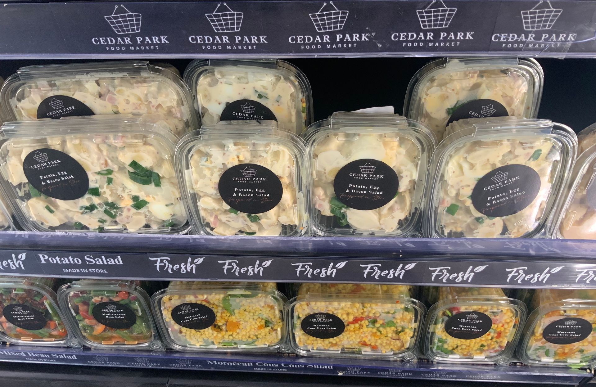 Refrigerated Shelf with Cedar Farms Pasta Meal Containers — Cedar Park Supermarket In Taranganba, QLD