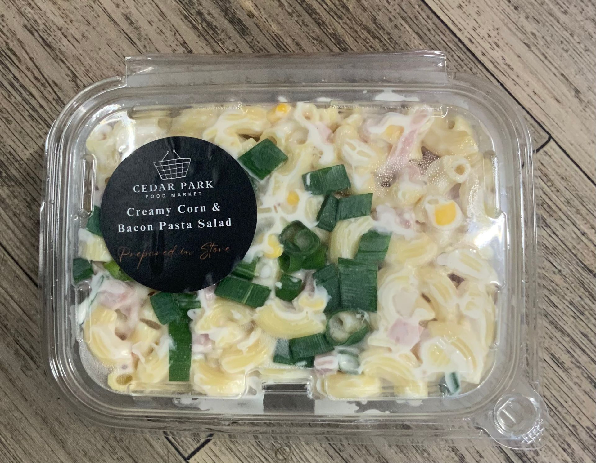 Plastic Container of Creamy Corn Salad with Pasta — Cedar Park Supermarket In Taranganba, QLD