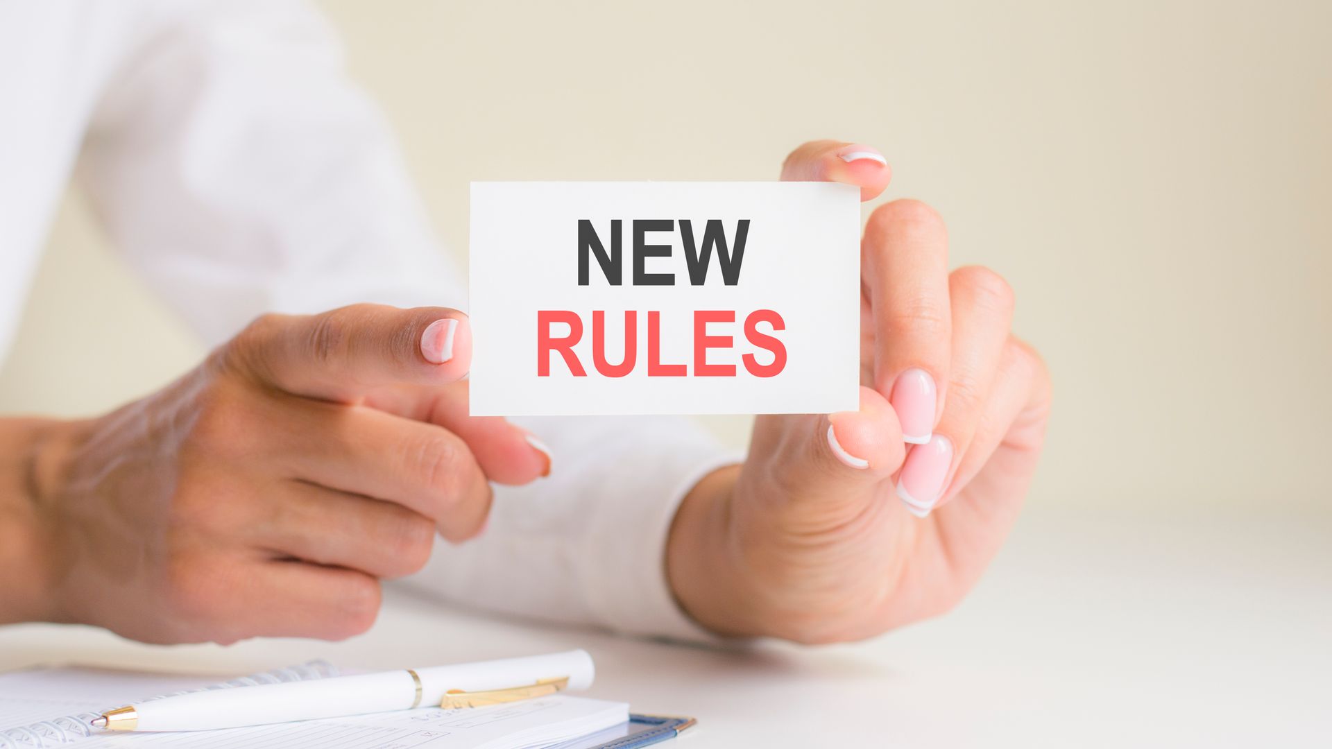 new rules inscription white card paper sheet